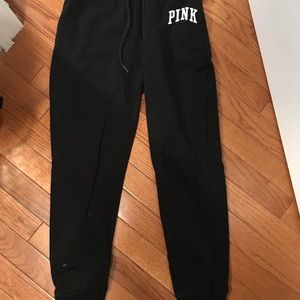 Victoria secret pink logo banded sweatpants black xs